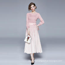 2020 New arrival fashion  pleated knitted bodycon skirt
